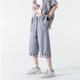 Summer thin nine -point nine -point linen flax pentagram Men's large size casual pants Haron cotton and hemp loose cropped pants