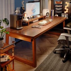 Solid Wood Computer Desk Double Person Gaming Table Desktop