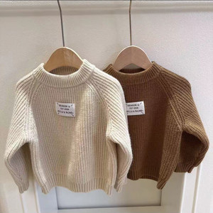 
Korean children's casual thickened versatile sweater for boys knitted autumn and winter sweater for babies loose pullover winter clothes trend