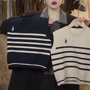 
Children's Knitted Vest Spring and Autumn Boys 2026 New Children's Striped Knitted Sweater Baby Sweater Vest Women's Fashionable