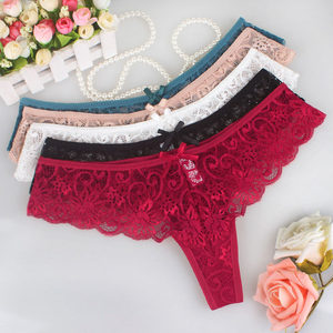 
[5 pieces free shipping] T-string women's sexy low-waist T-pants, lace hollow sexy underwear women's new style