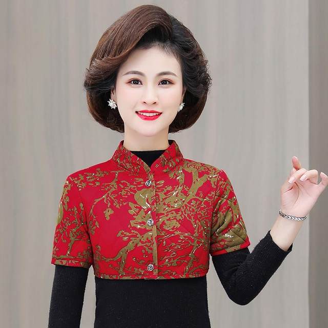 
Mother's quilted thickened shoulder pads to protect against cold camel hair cotton mid-sleeve vest for sleeping middle-aged and elderly vests cervical vertebra waistcoat