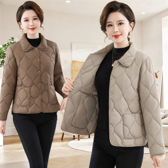 Mom's thin cotton coat 2025 new style middle-aged and elderly wear short temperament lapel cotton coat coat women's cotton coat