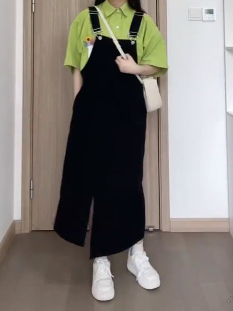 Large size early spring denim strap skirt for women fat mm high waist slimming belly dress pear-shaped body hiccup skirt