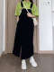 Large size early spring denim strap skirt for women fat mm high waist slimming belly dress pear-shaped body hiccup skirt