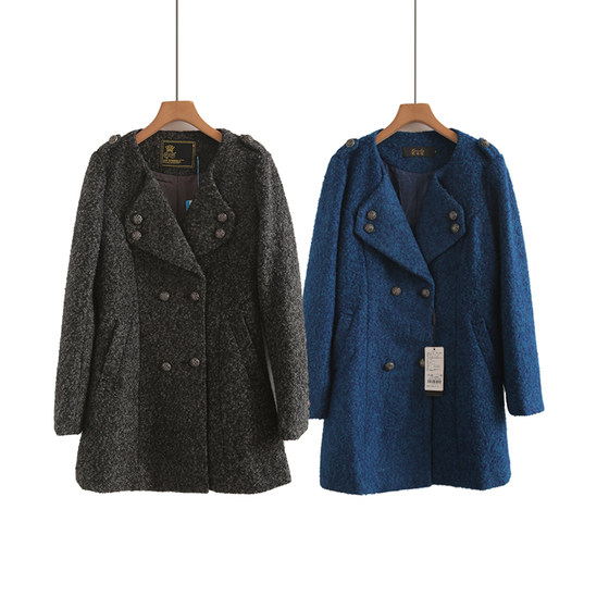 
2025 Autumn and Winter New Fashion Middle-aged Mothers Mid-Length Double-breasted Loose Slim Wool Woolen Jacket