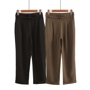 
Counter price 599 belt women's high waist slim loose harem pants spring and autumn new fashion nine-point casual pants