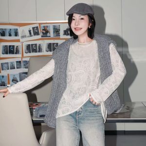 PENNYPENG moonlight bright and elegant French cool lazy perspective round neck wool loose top DG08128