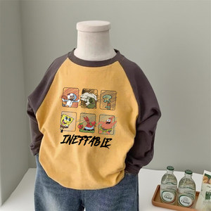 
Baby long-sleeved T-shirt Spring and Autumn Pure Cotton Clothes Little Baby Base Shirt Boy Top Girls Spring Clothes Children's Clothes