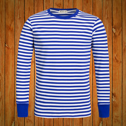 Autumn Clothing Authentic Sailor Shirt Old-Style Men's Long-Sleeve T-Shirt Sailor Uniform Retro Pure Cotton Base Shirt Blue and White Striped Top