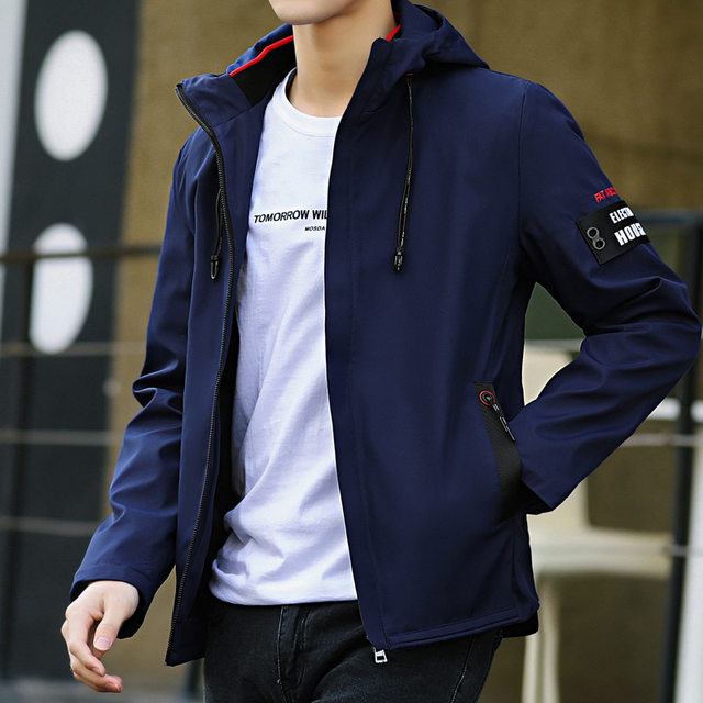 Spring and Autumn Men's Hooded Jacket Korean Style Youth Slim Baseball ...