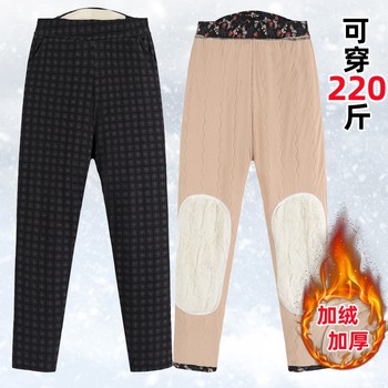 Add fat and large size plus velvet thickened cotton pants for middle-aged and elderly women