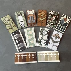 150X300 Enamel Small Floral Tiles French Retro Style Kitchen Bathroom Balcony Wall Tiles with Concave-Convex Surface and Border Line