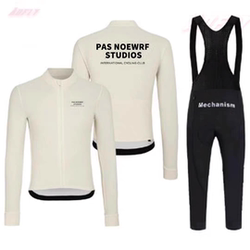 Pas Fleece Warm Cycling Clothing Long-Sleeved Suit with Suspenders and Long Pants for Men and Women in Autumn and Winter Outdoor Road Cycling Sportswear