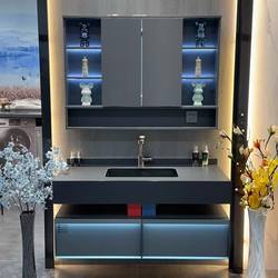 Slate Seamless Ceramic Integrated Basin Bathroom Cabinet Combination Light Luxury Bathroom Sink Simple Washbasin Vanity