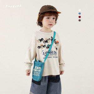 
Yoona Mom Boy 2025 Autumn New Product Children's Japanese Old-matched Long Sleeve Cartoon T-shirt Baby Round Collar Top