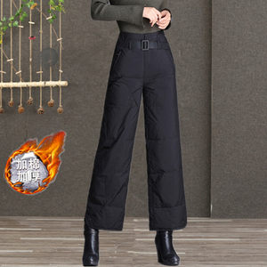 
Casual down cotton pants for women wearing wide-leg pants for women with 2024 winter new high-waist slim and literary versatile warm down pants
