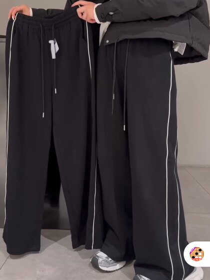 
2026 spring and autumn sports pants high-waisted trousers sports new straight-leg Korean style casual pants black sweatpants loose and casual