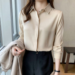 White-Collar Professional 2026 New Spring Silk White Fleece-Lined Shirt for Women, Long-Sleeved Satin Inner Layer Mulberry Silk Top