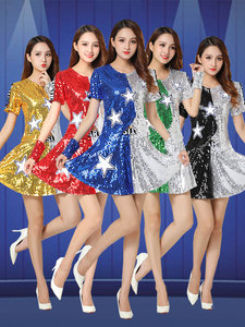 Cheerleading cheerleading costume jazz dance costume female adult modern street dance hip-hop sequin stage dress skirt