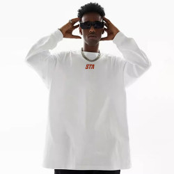 Sta Trendy Brand Simple Letter Long-Sleeve T-Shirt for Men and Women, American-Style Loose Heavyweight Spring and Autumn Sweatshirt, Couple Pure Cotton Top
