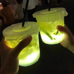 Led Coasters, Popular Night Market Stall Handmade Patch Bar Flashing Bottle Stickers, Glowing Lemon Tea Base Cup Stickers