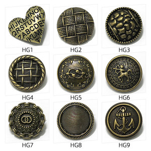 
Retro style blue bronze round jacket button versatile men and women coat button woolen metal button sweater hand sewing button