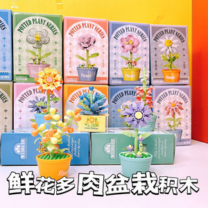 
Creative small gifts, educational toys, flowers, building blocks, plants, succulent potted plants, desktop ornaments, birthday gifts for girls