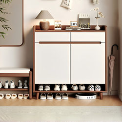 Solid Wood Core Shoe Cabinet Storage Cabinet Integrated Against the Wall for Home Entrance Door Storage Cabinet Indoor Entryway Cabinet Shoe Rack