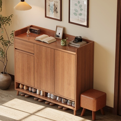 Solid Wood Core Shoe Cabinet for Home Use, Wall-Mounted at the Entrance, Large-Capacity Entryway Cabinet, Multi-Layer Simple Storage Cabinet for the Hallway
