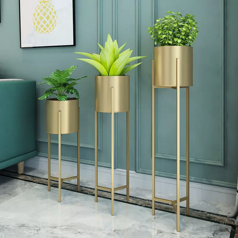 北欧花架铁艺轻奢金色置物架室内花盆架落地创意落地罗 北欧花架铁艺轻奢金色置物架室内花盆架落地创意落地罗