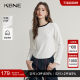 White long-sleeved round neck T-shirt, small slim base shirt, KBNE spring and autumn new spliced ​​contrasting top for women
