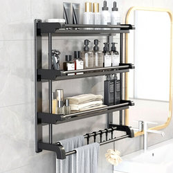 Bathroom Storage Rack Wall-Mounted Toilet Shower Washroom Organizer Washbasin No-Drill Towel Rack