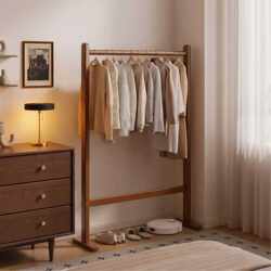 Floor-Standing Clothes Rack for Home Use, Bedroom Coat Rack, Indoor Clothes Hanger, Space-Saving Clothing Storage Rack, Storage Shelf