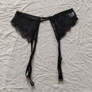 
D41-20 Women's Sexy French Lace Export European and American Sexy Black Garter Belt with Stocking Clip External Order