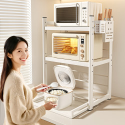 Madors Kitchen Microwave Oven Shelf with Adjustable Height, Household Countertop Pull-Out Electrical Appliance Storage Rack