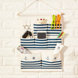 Waterproof Hanging Bag Hook for Mobile Phone, Door-Mounted, Dormitory Multi-Layer Cotton and Linen Fabric Storage, Wall Hanging for Students