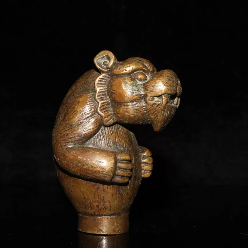 纯铜虎头墨斗摆件古玩收藏墨绳老式线墨古代木工用品古董旧货