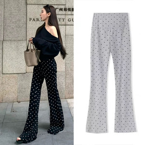 
Maternity pants for fall outer wear polka-dot high-elastic bootcut pants knitted belly-draping leggings without support for spring casual pants
