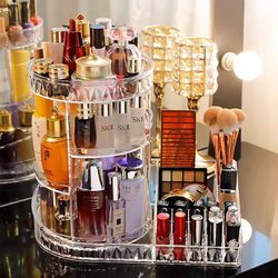 Cosmetic Storage Box Rotating Acrylic Trendy Dressing Table Organizer Desktop Lipstick and Skincare Product Shelf