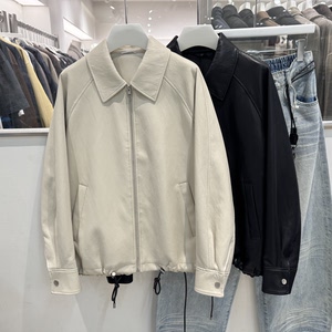 
2026 Spring New American Retro Light Luxury Lapel Leather Jacket Men's Fashion Versatile Loose Motorcycle Jacket