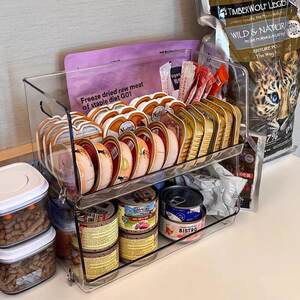 Pet cat food dog food storage box transparent layered cat canned dog food package box can be stacked on desktop daily necessities box