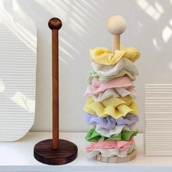 Wooden Hair Tie Organizer for Children, Hair Ties, Elastic Bands, Shark Clips, Hair Accessories, Hair Flowers, Natural Wood Display Stand