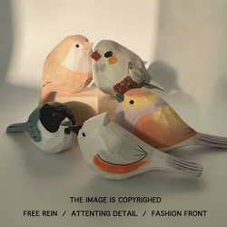 Wooden Carved Bird Ornaments, Handmade Desktop Solid Wood Creative Decoration, Healing Style, Cute Birthday Gifts, Gifts for Others