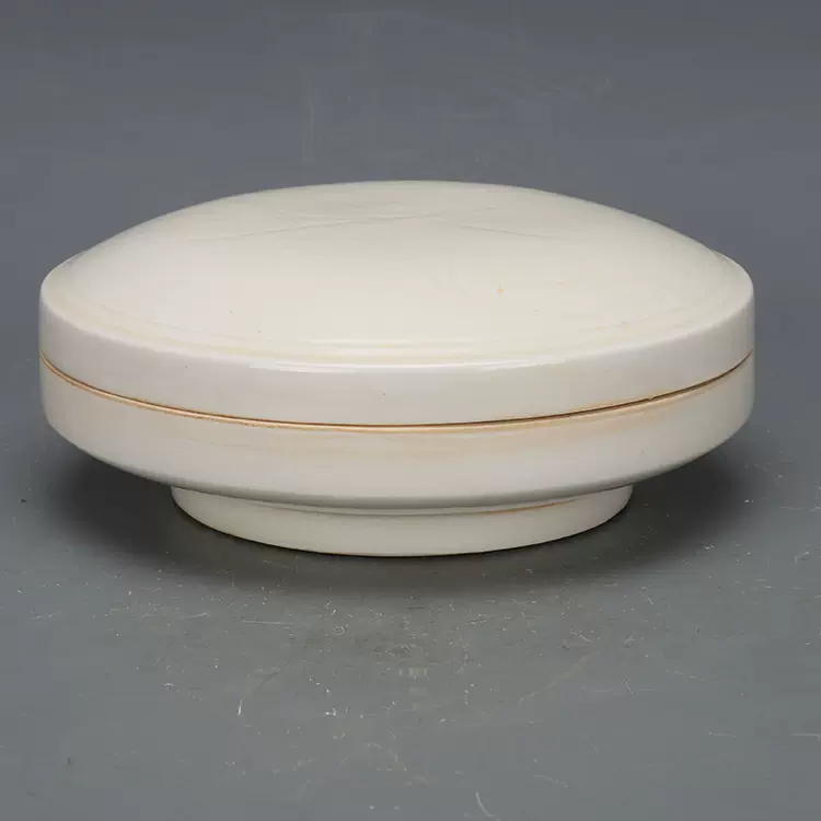 中国　倣定窯　白磁印泥盒　香合　蓋物　則巳扁識箱　C　971 宋定窯刻花白釉香粉盒印泥盒仿古出土做舊瓷器五大名窯裝飾