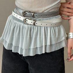 Niche Design Silver-White Thin Belt for Women 2025 New Black Belt to Match Dresses and Jeans Decorative Accessory