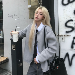 Original Authentic Lostmyself Gray Series Miu Series Blended Knit Cardigan Sweater Jacket Unisex