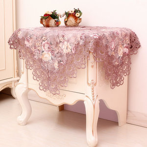 European -style rural fabric bedside cabinet embroidery dust cover covered covering round five -bucket cabinet lace washing machine cover towel tablecloth