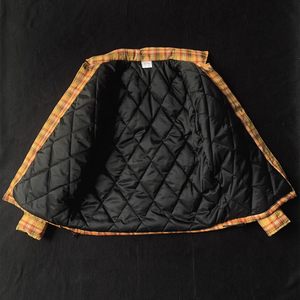 
Thin orange plaid cotton coat for men, lapel padded tops, women's couple sports jackets