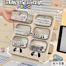 Slanted Pen Holder, Large-Capacity Marker Pen Storage Box, Student Desktop Cosmetics, Children's Stationery Pen Holder, Pen Bucket